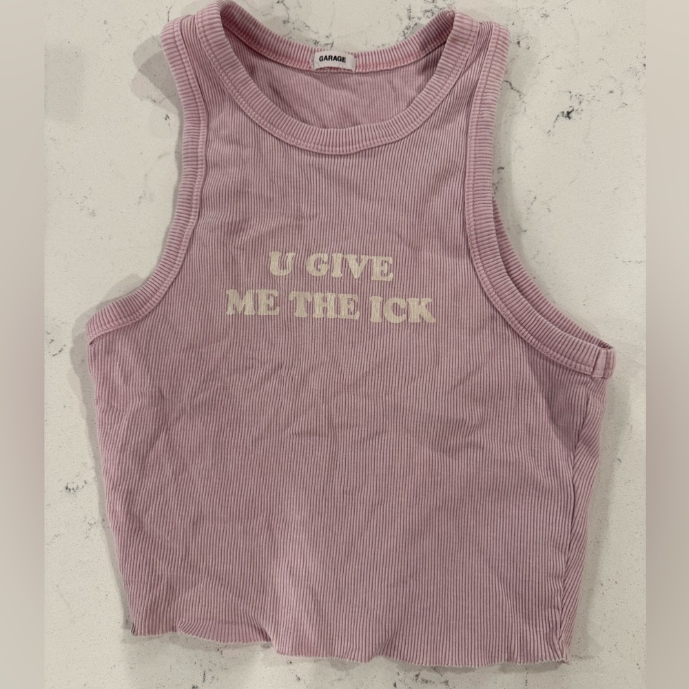Garage Light Pink Ribbed Tank